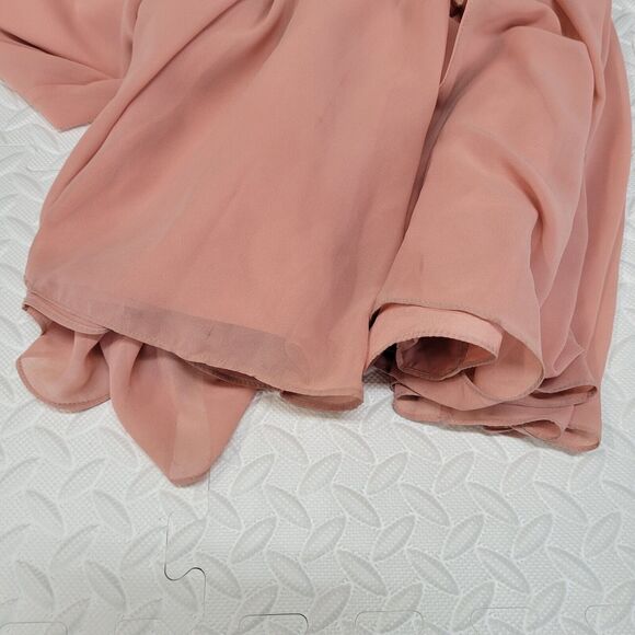 Jenny Yoo Collection Formal Gown SZ 4 Neutrals Pink Peach Flutter Sleeve V-Neck - Picture 6 of 10